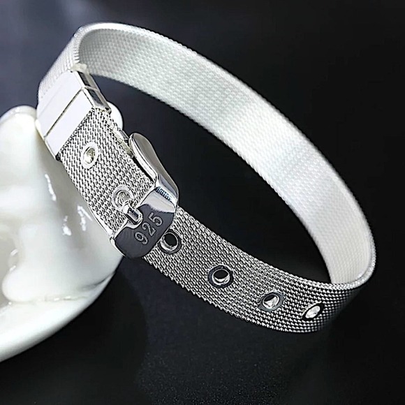 Sterling Silver Belt Buckle Unisex Bracelet - Picture 7 of 13